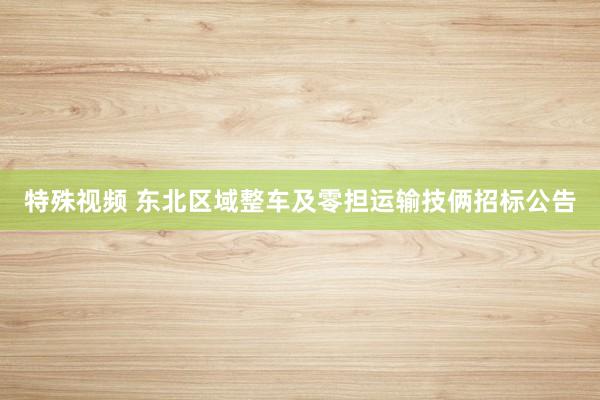 特殊视频 东北区域整车及零担运输技俩招标公告