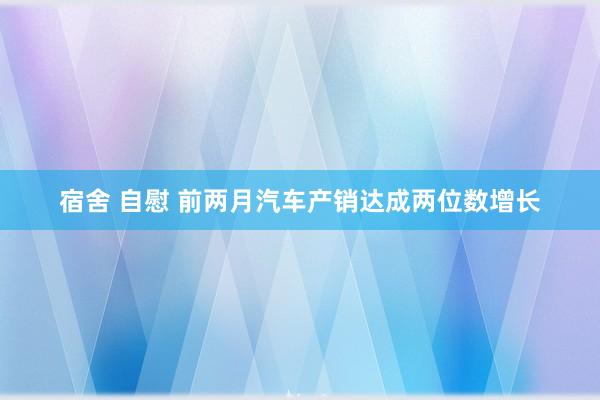 宿舍 自慰 前两月汽车产销达成两位数增长
