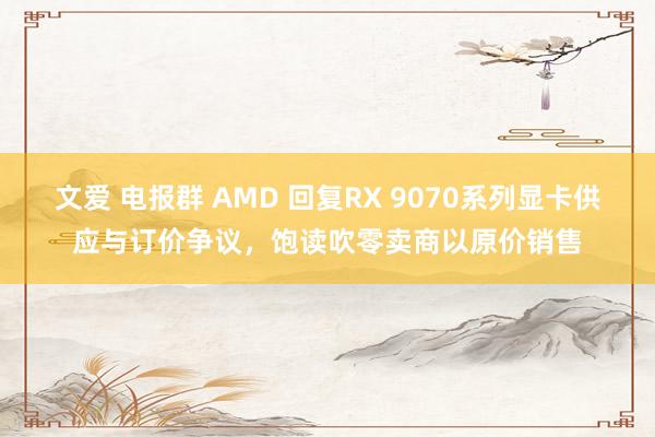 文爱 电报群 AMD 回复RX 9070系列显卡供应与订价争议，饱读吹零卖商以原价销售