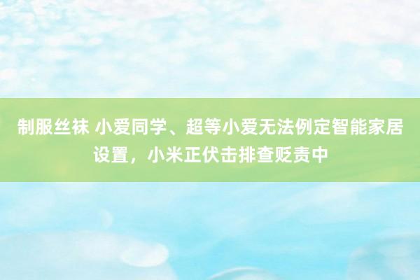 制服丝袜 小爱同学、超等小爱无法例定智能家居设置，小米正伏击排查贬责中